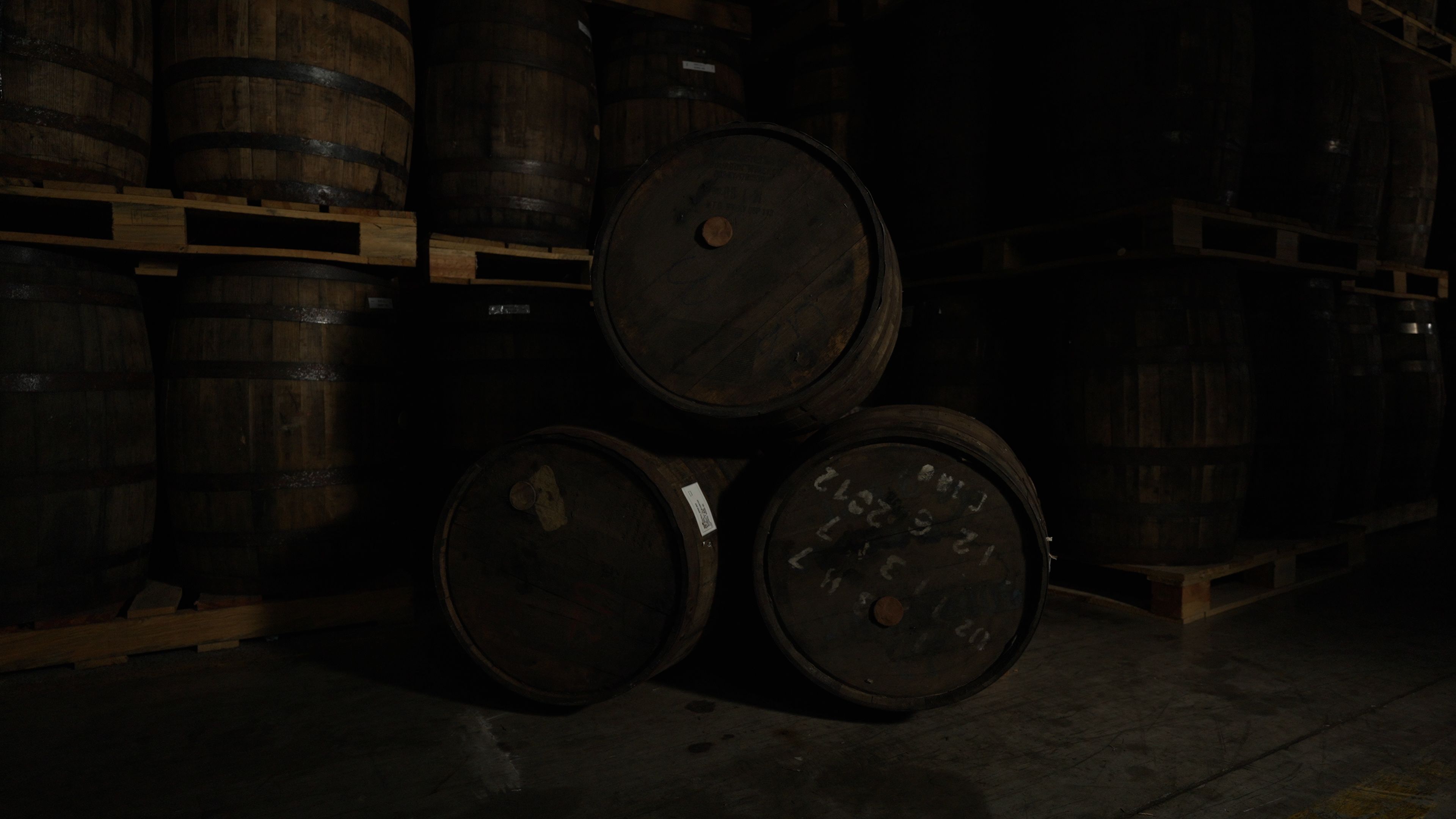 Rum barrels in bonded warehouse